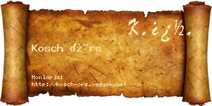 Kosch Örs névjegykártya