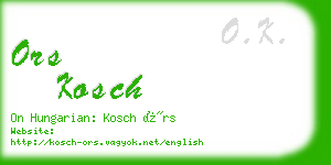ors kosch business card
